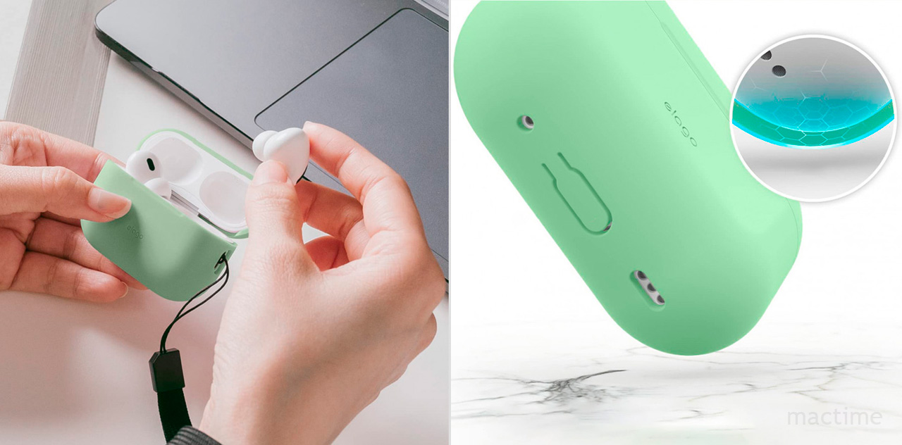 Чехол Elago Silicone case для AirPods Pro пастельно-зелёного цвета